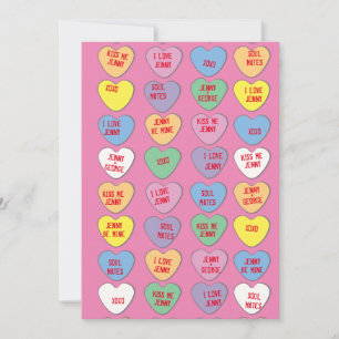 Messages personnalisés de Coeurs de bonbons Carte 