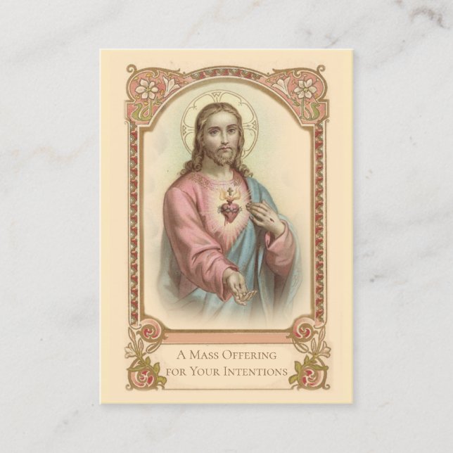 Messe Catholique Offrant Jésus Cartes Saintes (Devant)
