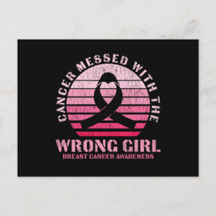 Messed With The Wrong Girl Breast Cancer Awareness Postcard