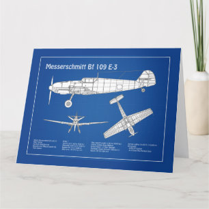 Messerschmitt Bf 109 - Airplane Blueprint ABD Thank You Card