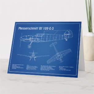 Messerschmitt Bf 109 - Airplane Blueprint AD Thank You Card