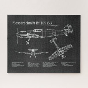 Messerschmitt Bf 109 - Airplane Blueprint PD Jigsaw Puzzle