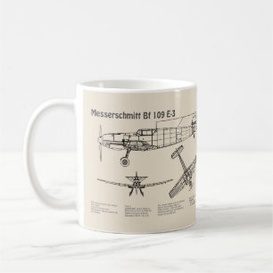 Messerschmitt Bf 109 - Airplane Blueprint SD Coffee Mug