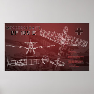 Messerschmitt Bf 109 Blueprint Poster