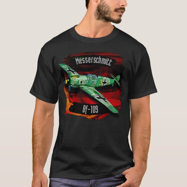 Messerschmitt BF-109 Luftwaffe Fighter Plane T-Shirt (Front)