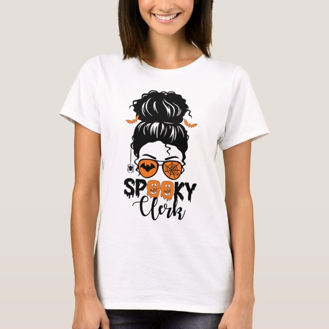 Messi bun Halloween Clerk teacher T-Shirt (Front)