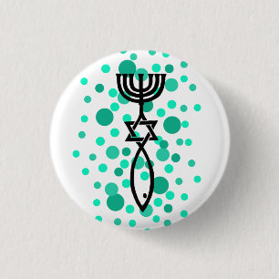 Messianic Symbol With Aqua Dots 1 Inch Round Button