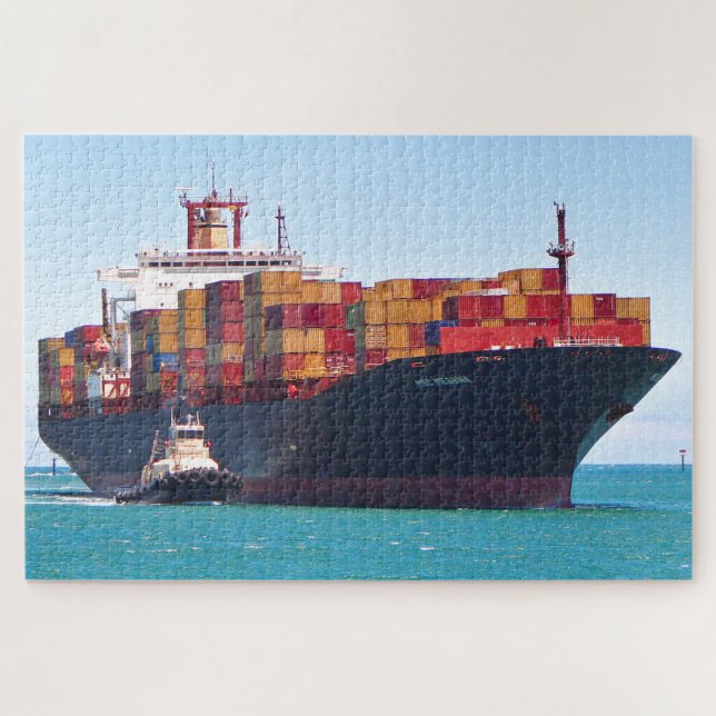 Messina container ship and tug jigsaw puzzle (Horizontal)