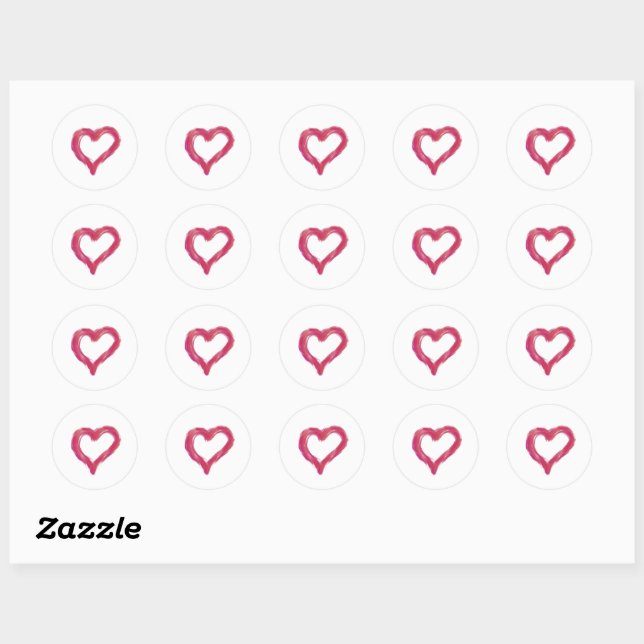 Messy - a heart drawn imperfectly but with meaning classic round sticker (Sheet)