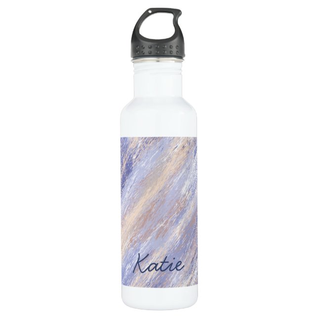 Messy Abstract Blue and Beige Paint Strokes 710 Ml Water Bottle (Front)