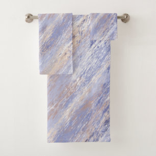 Messy Abstract Blue and Beige Paint Strokes Bath Towel Set