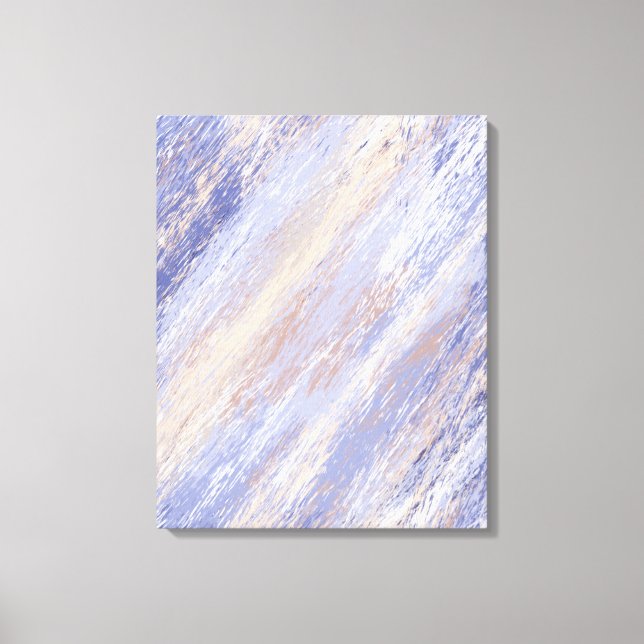 Messy Abstract Blue and Beige Paint Strokes Canvas Print (Front)