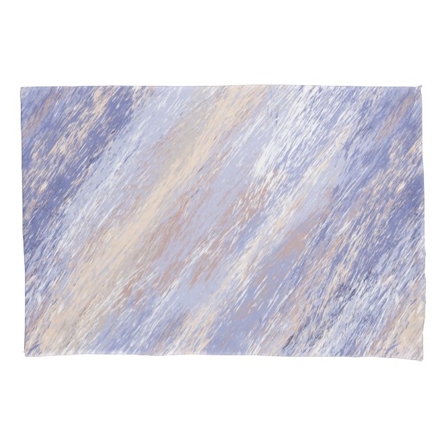 Messy Abstract Blue and Beige Paint Strokes Pillowcase (Front)