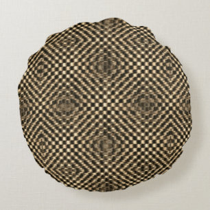 Messy and messy nut-brown chess over each other round pillow