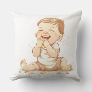 Messy Baby Throw Pillow