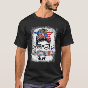 Messy Bun 4th of July USA All American Girl Indepe T-Shirt