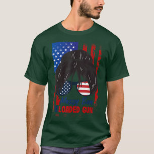 Messy Bun And Loaded Gun Patriotic American Wife W T-Shirt
