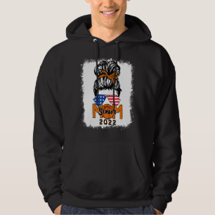 Messy Bun Basketball Senior Mom 2022 Bleached Hoodie