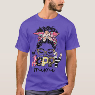Messy Bun Bunny One Hoppy Mama Leopard Happy Easte T-Shirt