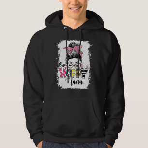 Messy Bun Bunny One Hoppy Nana Leopard Happy Easte Hoodie