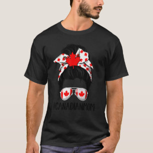 Messy Bun Canadian Mom Happy Canada Day Flag 1th O T-Shirt