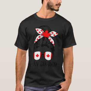 Messy Bun Canadian Mom Life Patriotic Canada Day T-Shirt