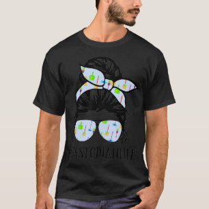 Messy Bun Custodian Life Hair Glasses Back to Scho T-Shirt