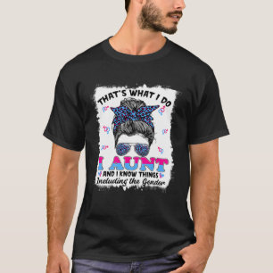 Messy Bun Cute Auntie Keeper Of The Gender Reveal  T-Shirt
