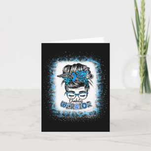 Messy Bun Diabetes Warrior Blue Ribbon Diabetes Aw Card