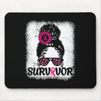 Messy Bun Distressed Pink Ribbon Breast Cancer Sur Mouse Pad