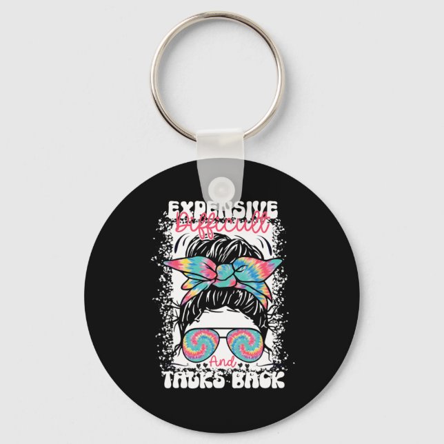 Messy Bun Funny Backtalk  Keychain (Front)