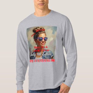 "Messy Bun & Gettin' It Done" July 4th Custom T-Shirt