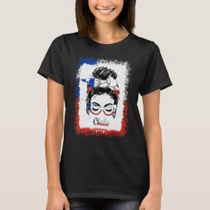Messy Bun Girl Chile Flag Chilean Mens Womens Kids T-Shirt