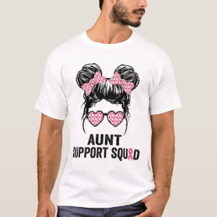 Messy Bun Gles Aunt Support Squad Breast Cancer Aw T-Shirt
