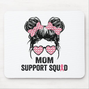 Messy Bun Gles Mom Support Squad Breast Cancer Awa Mouse Pad