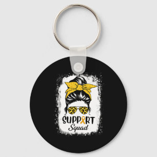 Messy Bun Gles Support Squad Childhood Cancer Awar Keychain