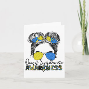 Messy Bun Hair Down Syndrome Awareness Girl Kid Card