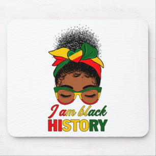 Messy Bun Hair I Am Black History African American Mouse Pad