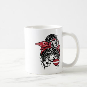 Messy Bun Hair Latvian Soccer Girl Latvia Jersey S Coffee Mug