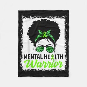 Messy Bun Hair Mental Health Warrior Mental Health Fleece Blanket
