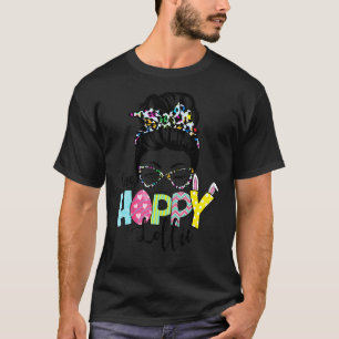 Messy Bun Hair One Hoppy Lollie Bunny Happy Easter T-Shirt