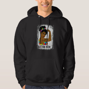 Messy Bun Hair Women Unbreakable Autism Mom Hoodie