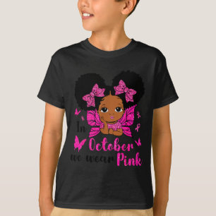 Messy Bun In October We Wear Nk Breast Cancer Blac T-Shirt