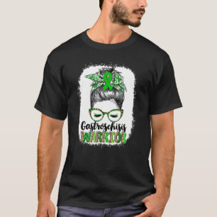 Messy Bun Leopard Gastroschisis Warrior Scoliosis T-Shirt