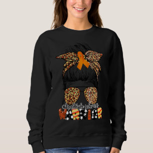 Messy Bun Leopard Multiple Sclerosis Awareness Mom Sweatshirt