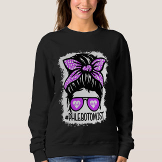 Messy Bun Leopard Phlebotomist Life Sweatshirt