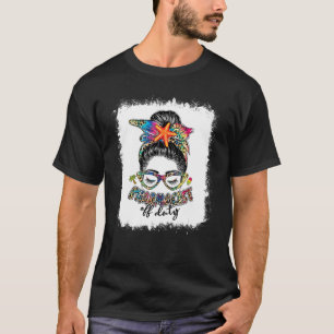 Messy Bun Leopard Tie Dye Pharmacist Off Duty Sum T-Shirt