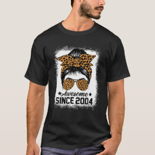Messy Bun Leoprad Awesome Since 2004 18 Years Old T-Shirt