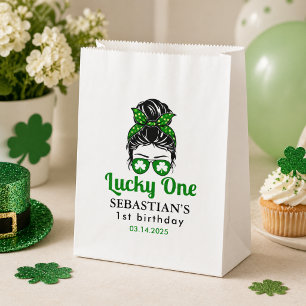 Messy Bun Lucky One 1st Birthday Girl Favour Bag