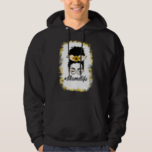 Messy Bun Mama Life Sunflower Women Mom Life Mothe Hoodie